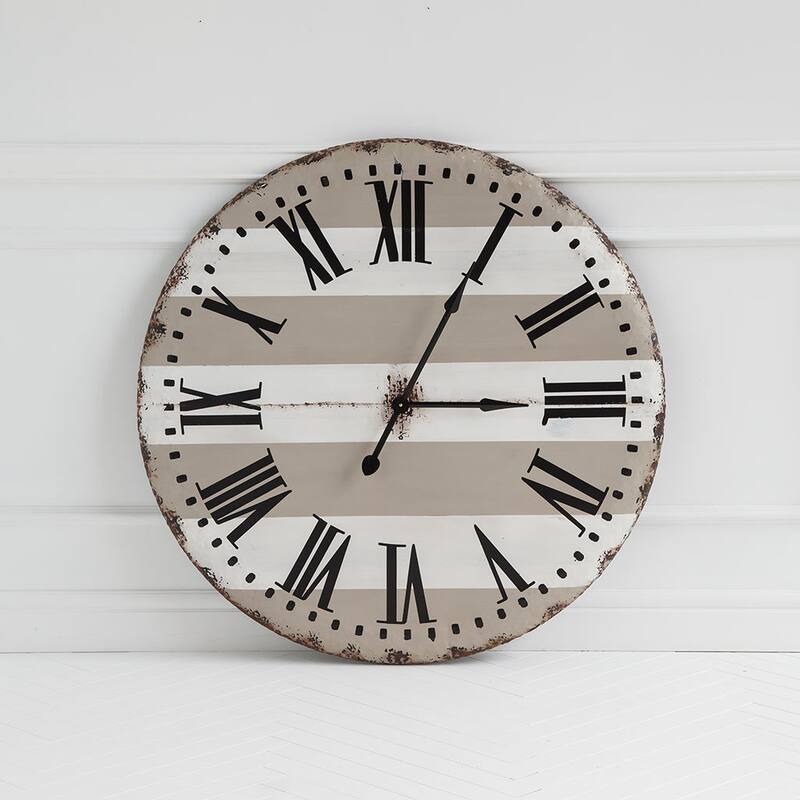 Belton Beige And White 42" Round Wall Clock - 41.5L x 2.5W x 41.5H