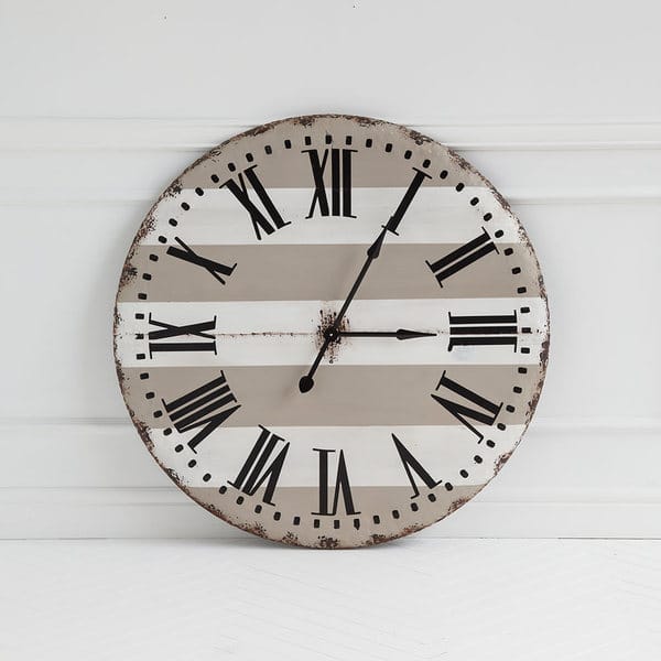 slide 2 of 3, Belton Beige And White 42" Round Wall Clock - 41.5L x 2.5W x 41.5H