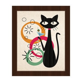 Retro Martini Cat Mod Framed Canvas Wall Art Print - Bed Bath & Beyond ...