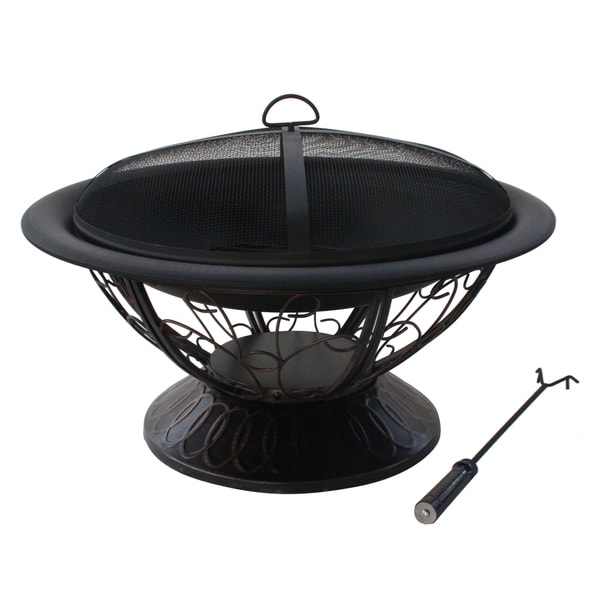 Jeco Steel 30-inch Round Scroll Fire Pit - Overstock ...