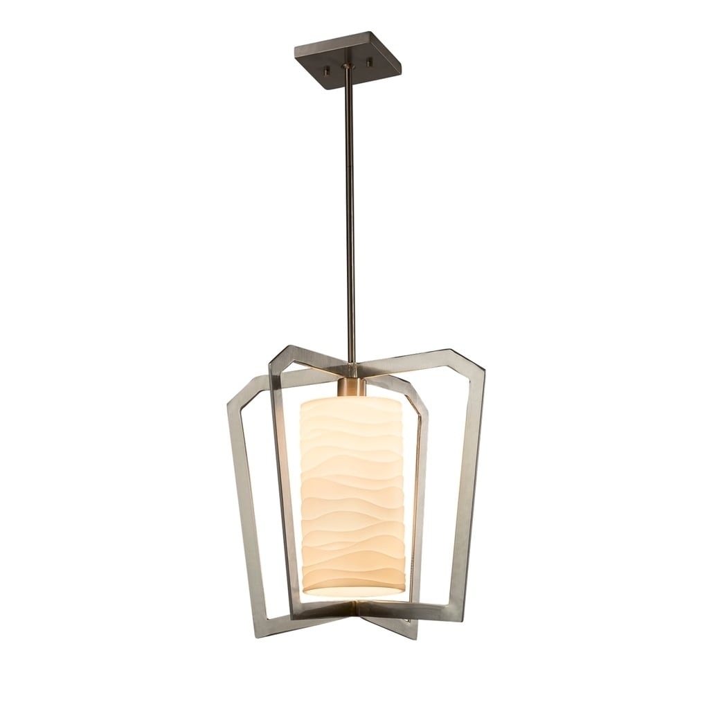 Justice Design Group Porcelina Aria 1-light Brushed Nickel Chandelier, Waves Shade - Silver - Chandeliers For Bedrooms by Overstock.com
