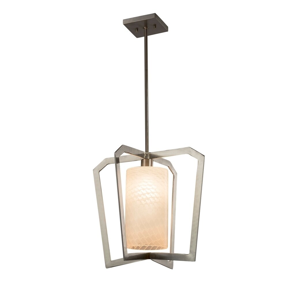 Justice Design Group Fusion Aria 1-light Brushed Nickel Chandelier, Weave Shade - Silver - Chandeliers For Bedrooms by Overstock.com