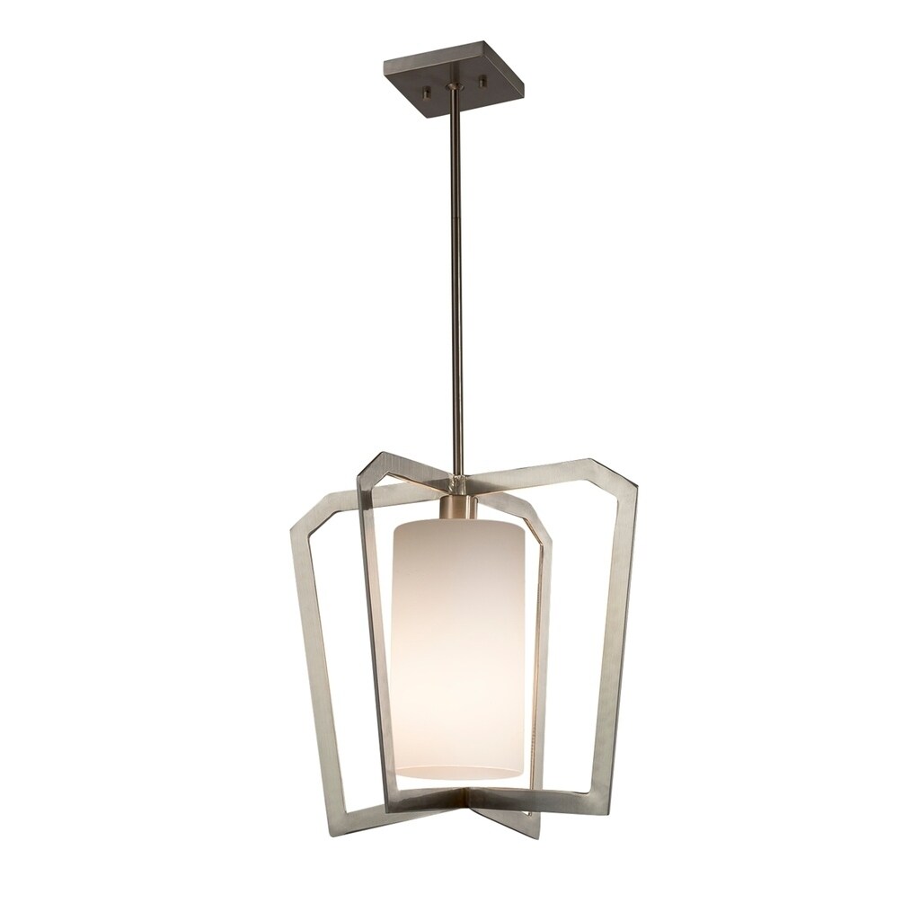 Justice Design Group Fusion Aria 1-light Brushed Nickel Chandelier, Opal Shade - Silver - Chandeliers For Bedrooms by Overstock.com