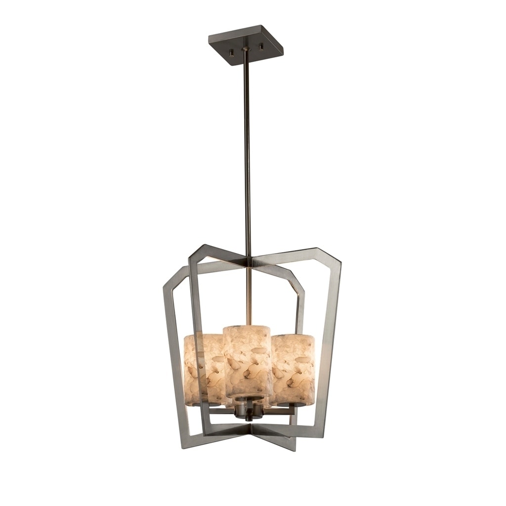 Justice Design Group Alabaster Rocks Aria 4-light Brushed Nickel Chandelier, Cylinder - Flat Rim Shade - Silver - Chandeliers For Bedrooms by Overstock.com
