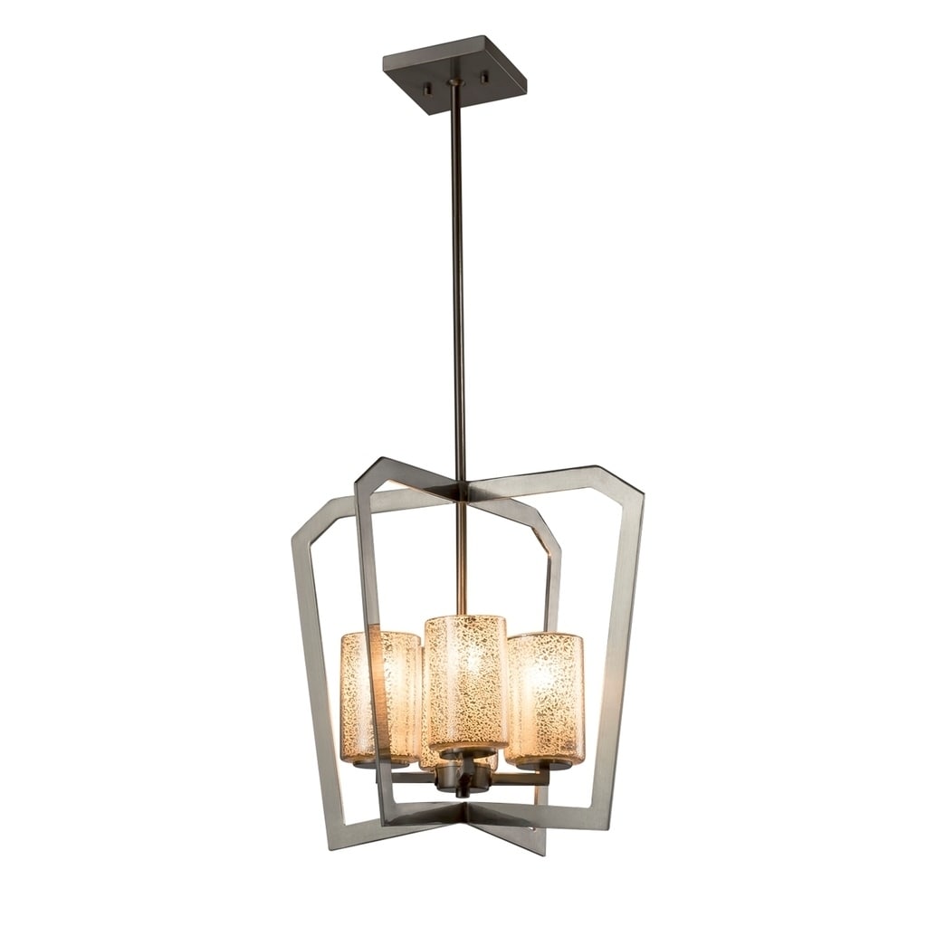 Artisan Glass Shade in Weave Aria 1-Light Intersecting Chandelier Fusion Brushed Nickel Finish