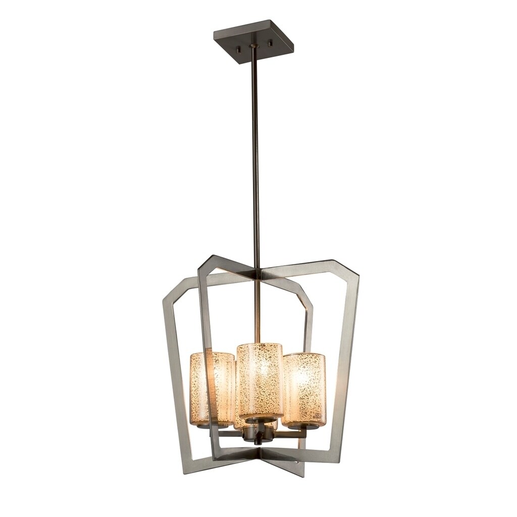 Justice Design Group Fusion Aria 4-light Brushed Nickel Chandelier, Mercury Cylinder - Flat Rim Shade - Silver - Chandeliers For Bedrooms by Overstock.com