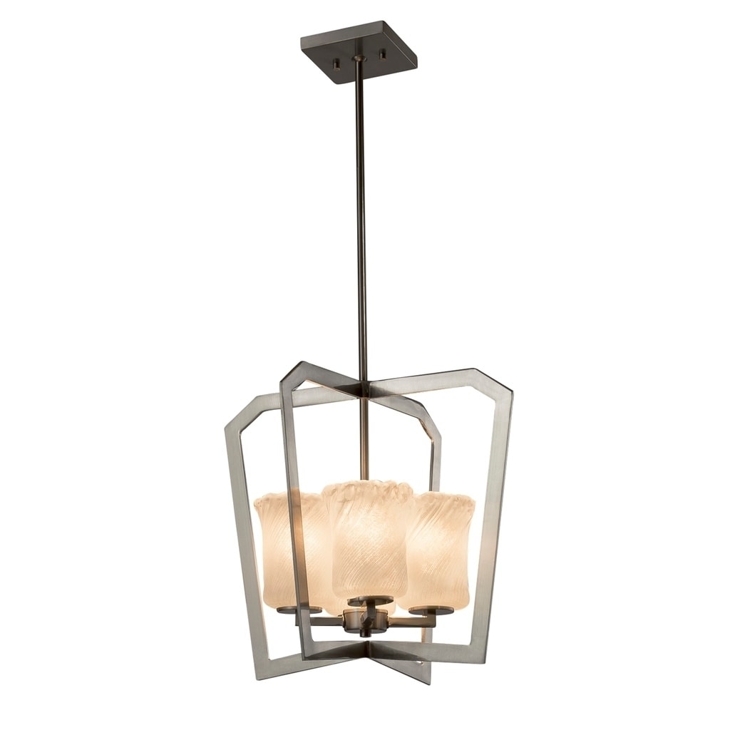 Justice Design Group Veneto Luce Aria 4-light Brushed Nickel Chandelier, Whitewash Cylinder - Rippled Rim Shade - Chandeliers For Bedrooms by Overstock.com