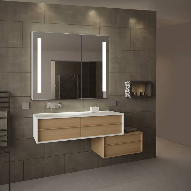 Royale Silver Glass LED Mirror Cabinet - 32X28