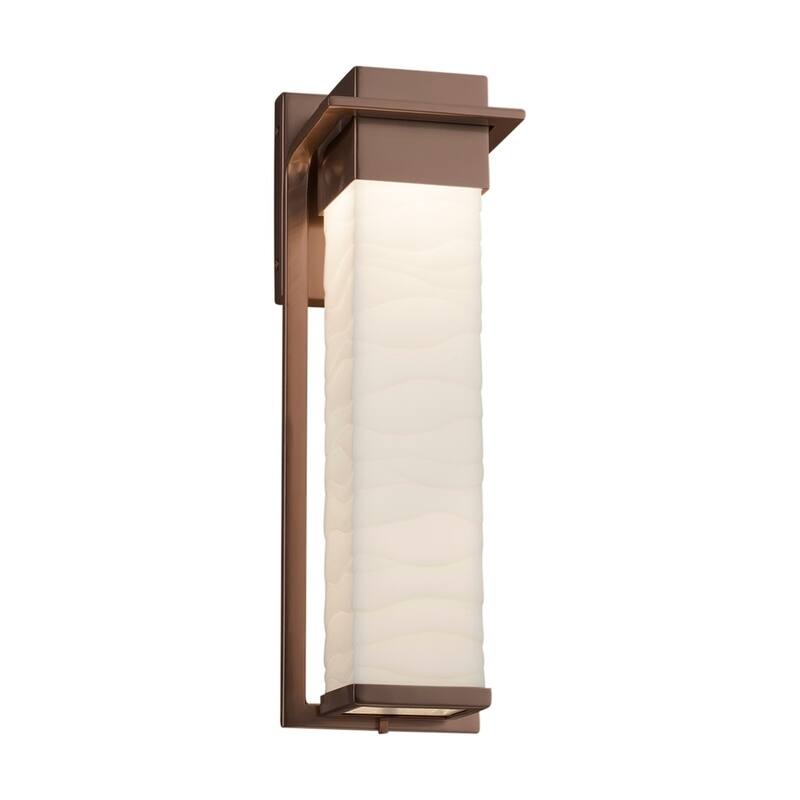 Justice Design Porcelina Pacific Dark Bronze LED Large Outdoor Wall Sconce, Waves Shade