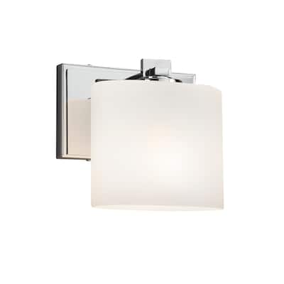 Justice Design Fusion Era 1-light Polished Chrome ADA Wall Sconce, Opal Oval Shade