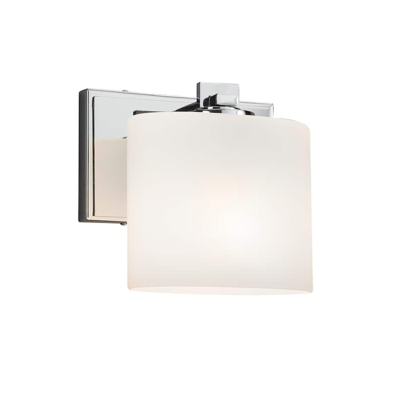 Justice Design Fusion Era 1-light Polished Chrome ADA Wall Sconce, Opal Oval Shade
