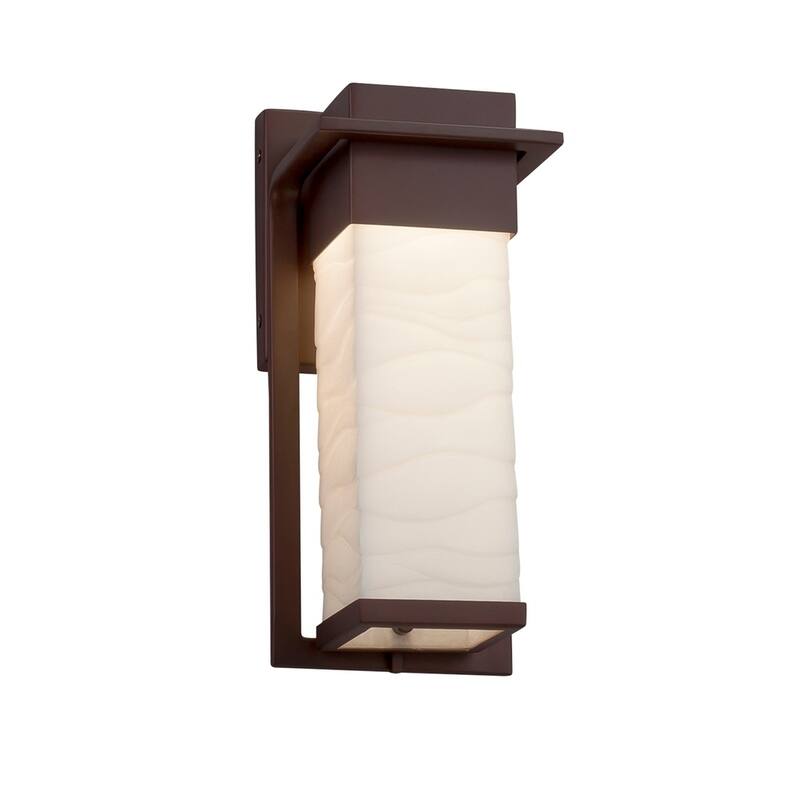 Porcelina Pacific Dark Bronze LED Small Outdoor Wall Sconce, Waves Shade