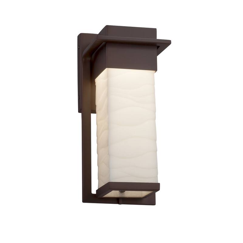 Porcelina Pacific Dark Bronze LED Small Outdoor Wall Sconce, Waves Shade