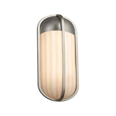Porcelina Starboard Brushed Nickel ADA LED Outdoor Wall Sconce, Small Waterfall Shade