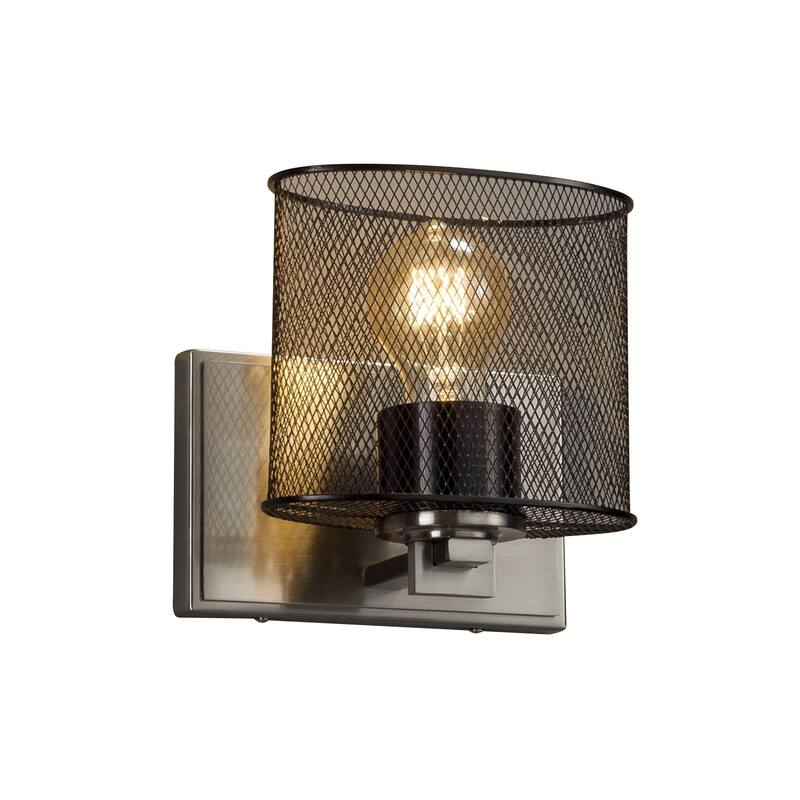 Justice Design Wire Mesh Era 1-light Brushed Nickel ADA Wall Sconce, Oval Shade - Silver