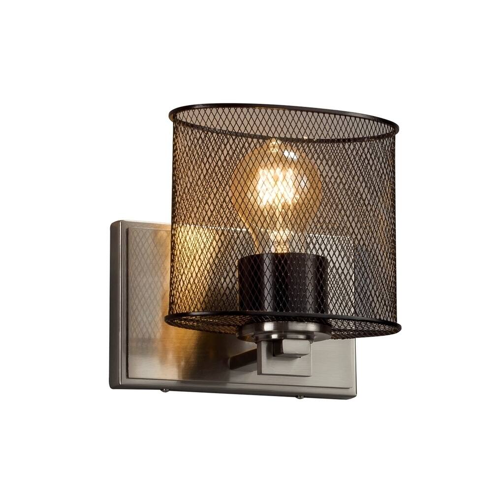 Justice Design Wire Mesh Era 1-light Brushed Nickel ADA Wall Sconce, Oval Shade - Silver