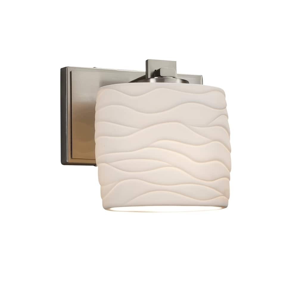 Justice Design Limoges Era 1-light Brushed Nickel ADA Wall Sconce, Waves Oval Shade - Silver