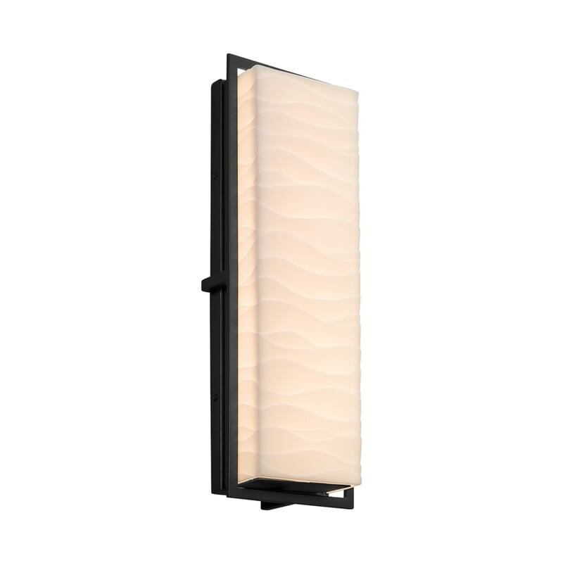 Justice Design Porcelina Avalon Matte Black ADA LED Outdoor Wall Sconce, Waves Shade - N/A