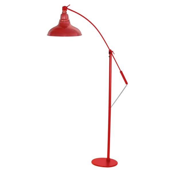 red metal floor lamp