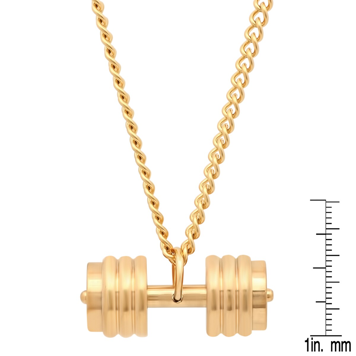 gold dumbbell necklace