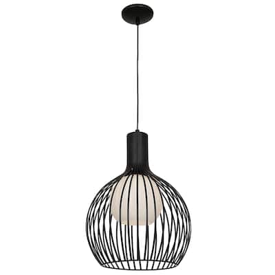 Access Lighting Chuki 1-light Black Pendant with Opal Glass