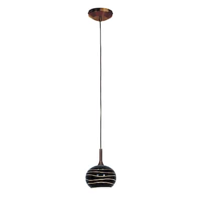 Access Lighting Delta 1-light Halogen Bronze Pendant with Black Lined Sphere Etched Glass