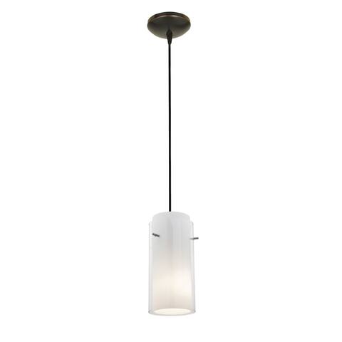 Access Lighting Glass'n Glass Cylinder 1-light Oil-Rubbed Bronze Cord Pendant with Clear-Opal Glass