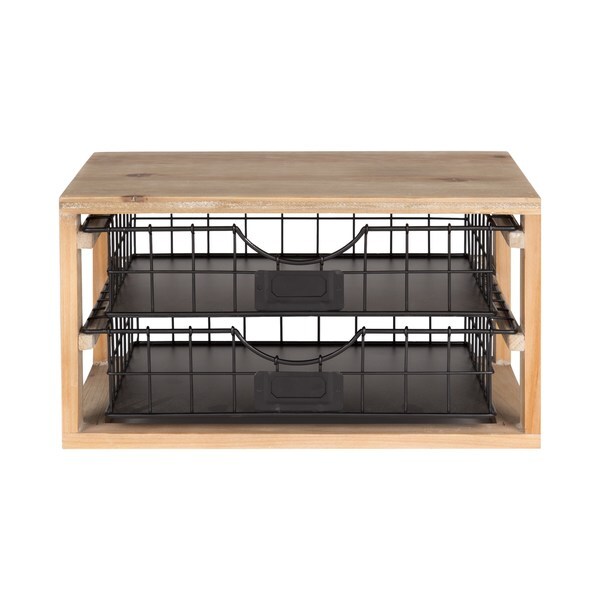 kate and laurel tanner rustic wood and metal desktop drawer metal letter tray