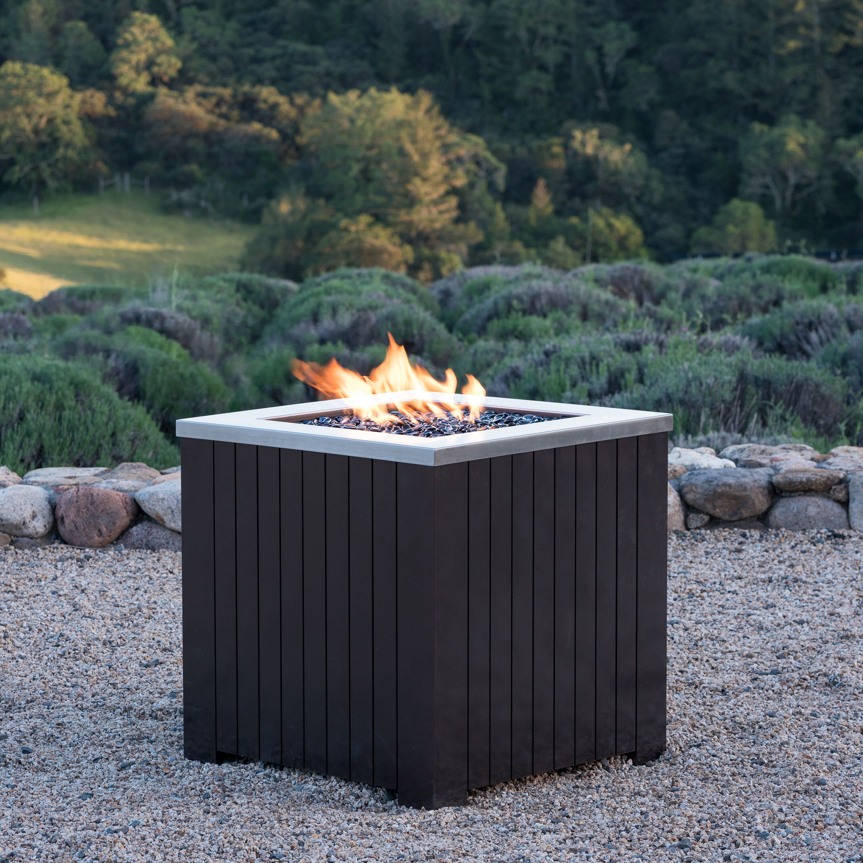 Shop Morton Outdoor Square Stainless Steel Propane Fire Pit By