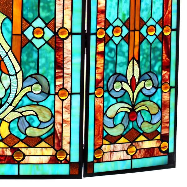 Shop 28 H Tiffany Style Stained Glass Fleur De Lis Fireplace