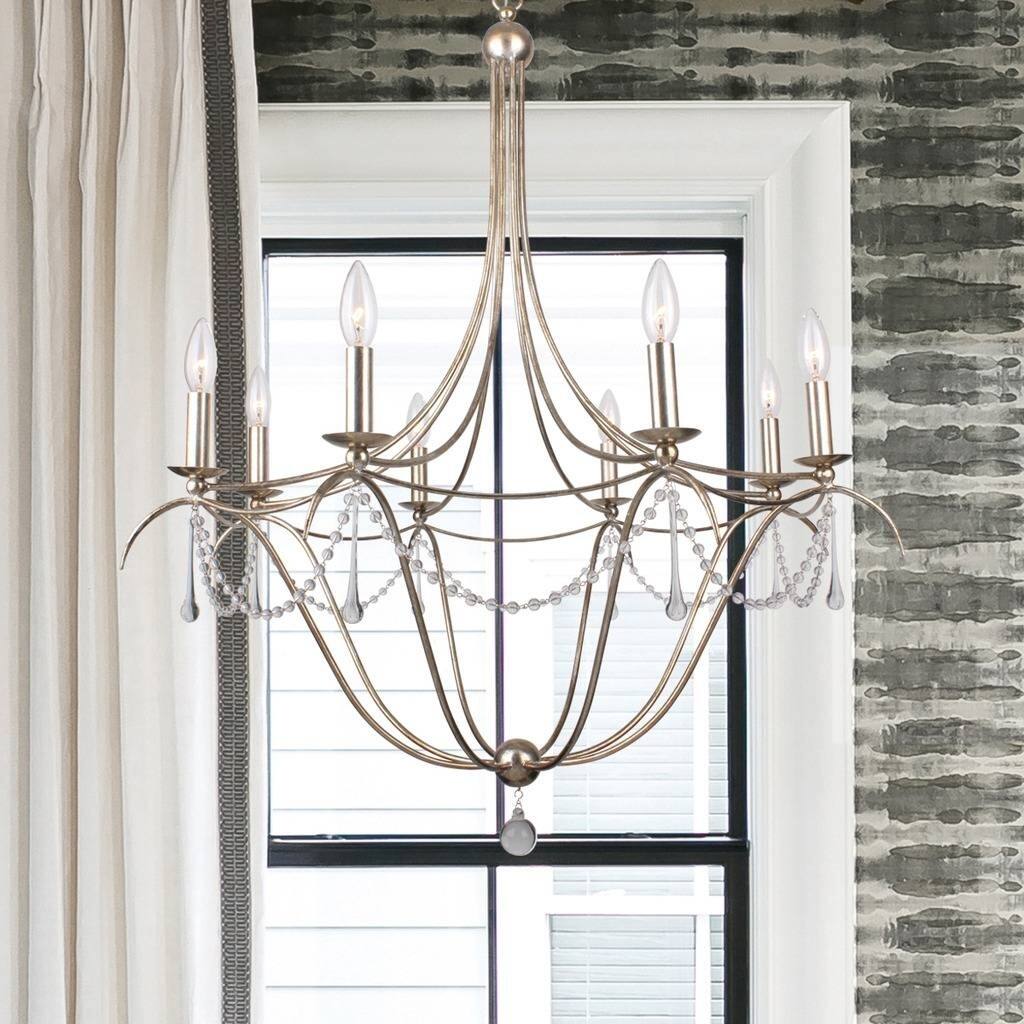 5-light Antique Silver/Murano Crystal Chandelier - Chandeliers For Bedrooms by Overstock.com
