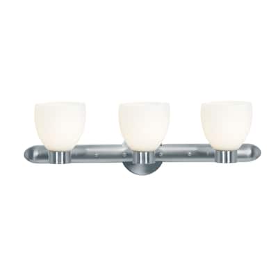 Access Lighting Frisco 3-light Fluorescent Brushed Steel Vanity with Opal Glass