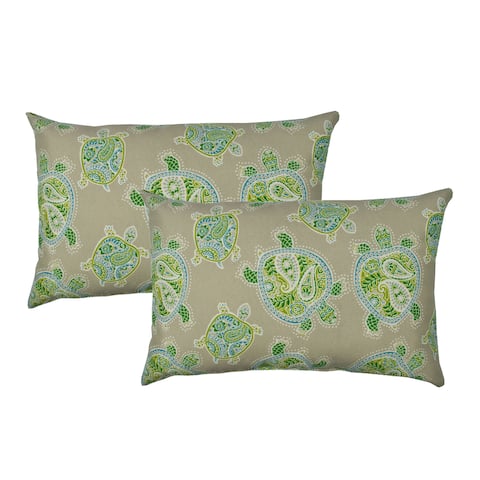 Sherry Kline Sea Turtles Green Indoor/Outdoor Boudoir Pillow (Set of 2)