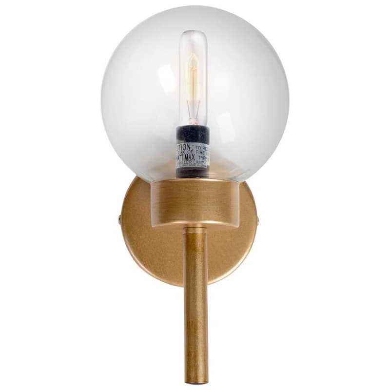 Boltern I 6x12 Gold Toned Glass Globe Wall Sconce - 6.0L x 6.0W x 12.0H