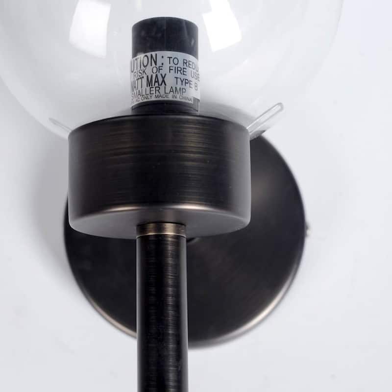 Boltern II 6x12 Black Toned Glass Globe Wall Sconce - 6.0L x 6.0W x 12.0H