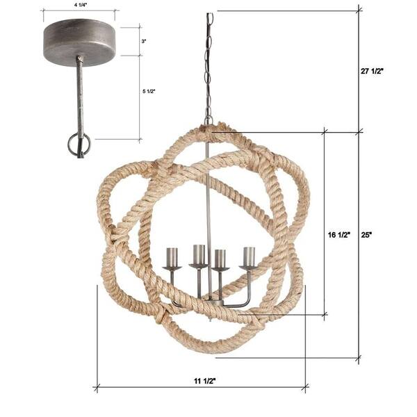 Shop Mercana Amberg Tan Rope Ceiling Fixture On Sale