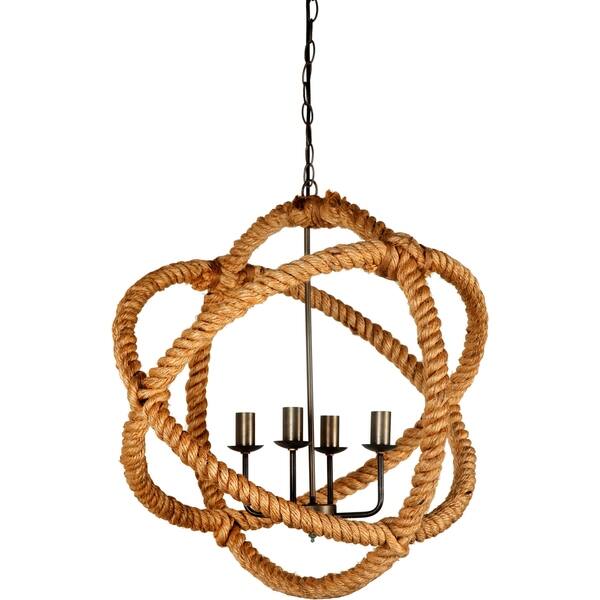 Shop Mercana Amberg Tan Rope Ceiling Fixture On Sale