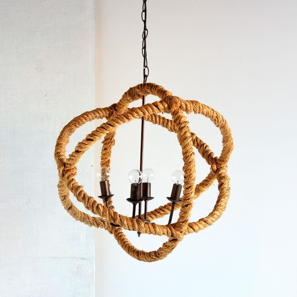 Shop Mercana Amberg Tan Rope Ceiling Fixture On Sale