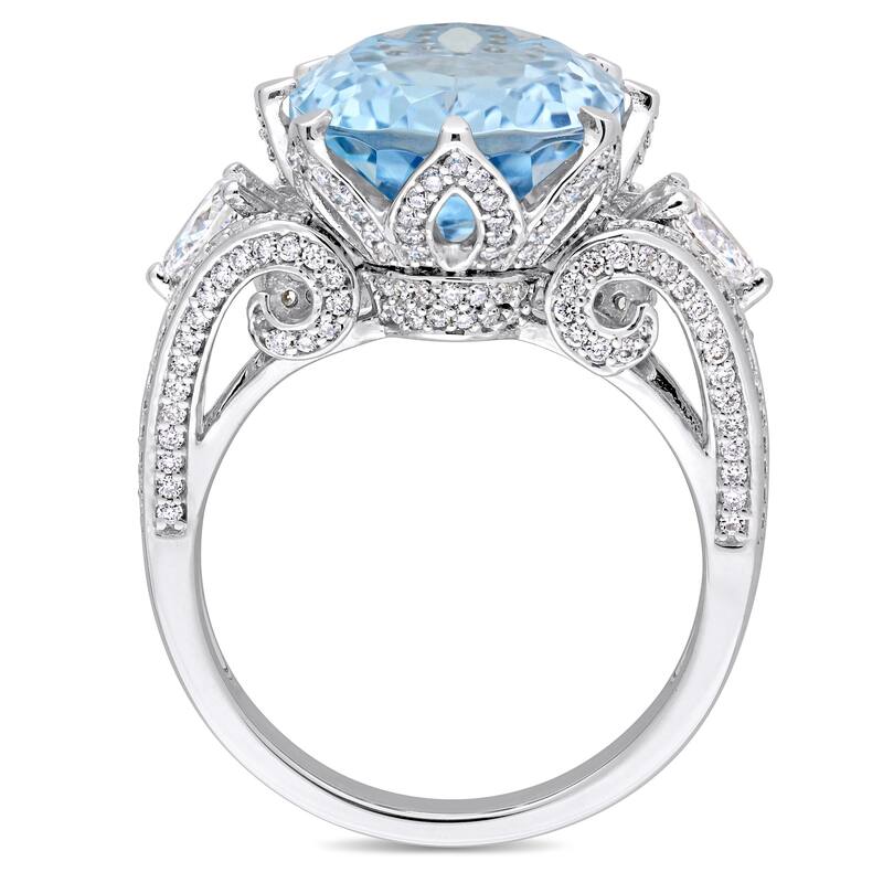 Miadora Signature Collection 14k White Gold Natural Apetite and 1 1/10ct TDW Diamond Vintage Filigre - Green