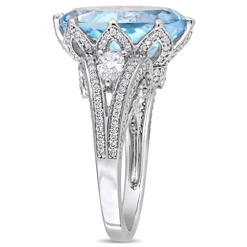 Miadora Signature Collection 14k White Gold Natural Apetite and 1 1/10ct TDW Diamond Vintage Filigre - Green