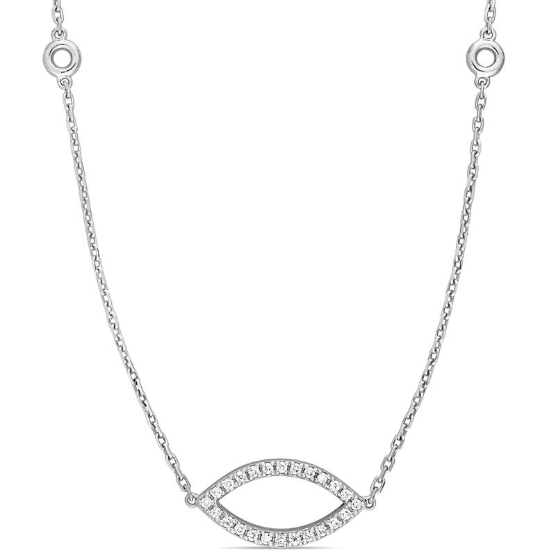 Miadora Signature Collection 14k White Gold 4/5ct TDW Diamond Open Marquise and Round-Shaped Stationed Necklace