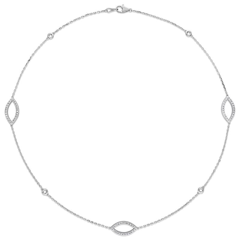 Miadora Signature Collection 14k White Gold 4/5ct TDW Diamond Open Marquise and Round-Shaped Stationed Necklace