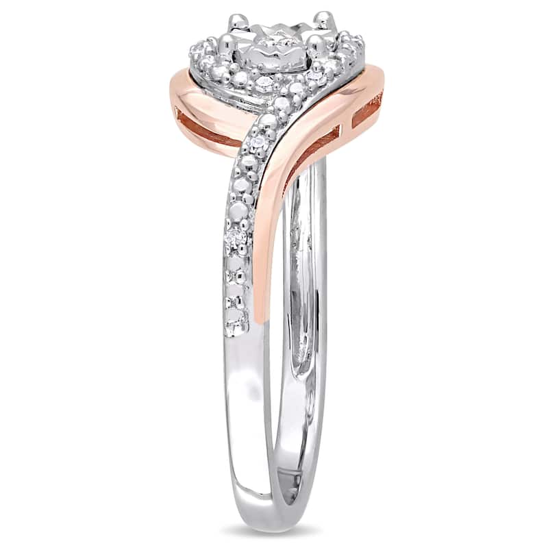Miadora 2-Tone 10k White and Rose Gold 1/10ct TDW Diamond Crossover Bypass Engagement Ring