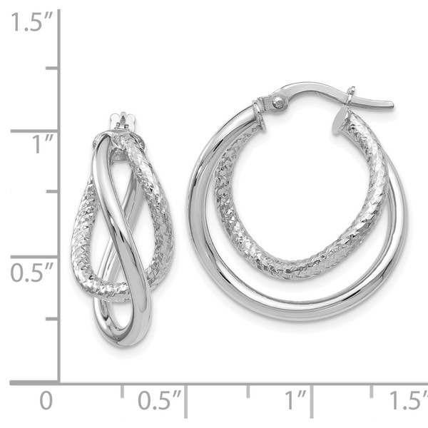 Approximate Measurements 14mm x 3.5mm 14K White Gold Polished 3.5mm Hoop Earrings