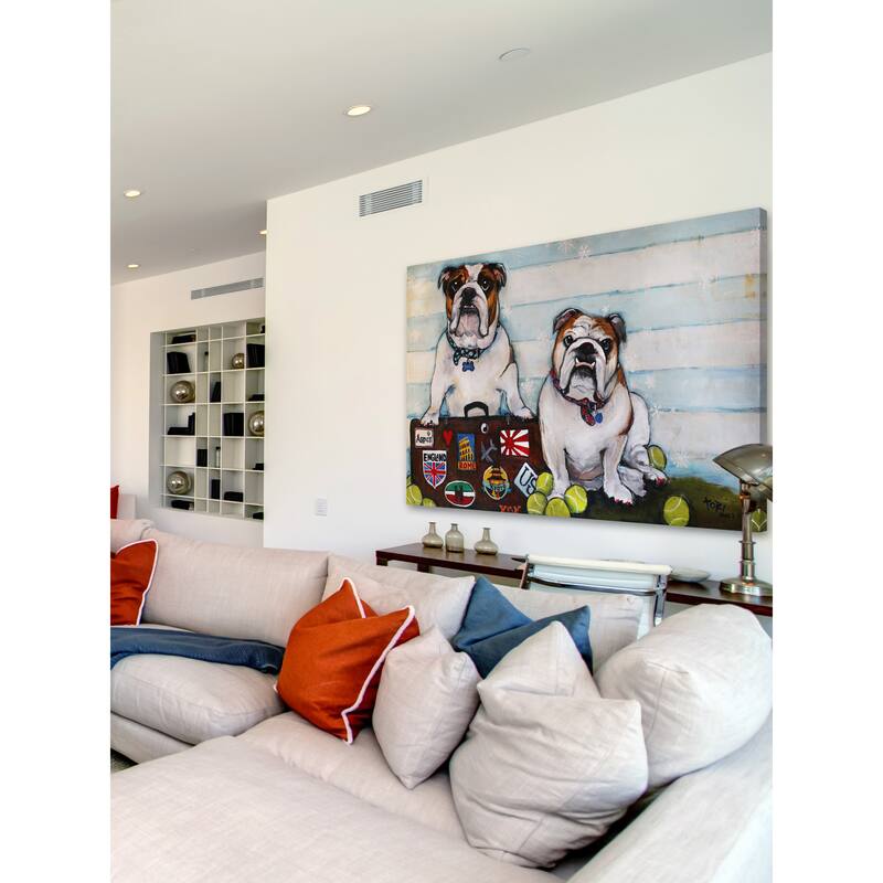 '2 Bulldogs One World' Painting Print on Wrapped Canvas - Multi-Color