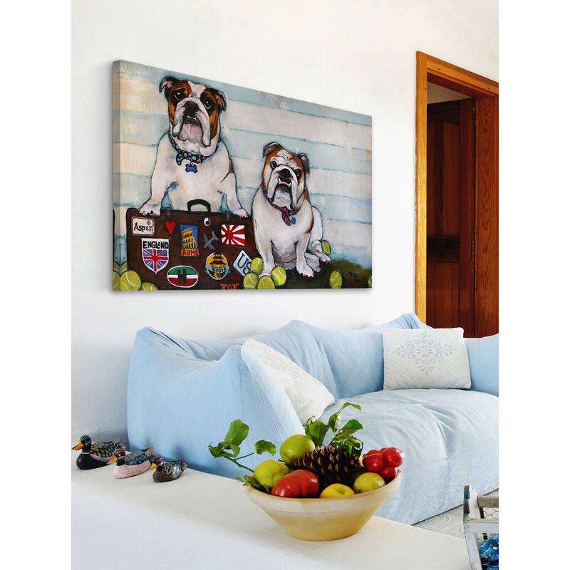 '2 Bulldogs One World' Painting Print on Wrapped Canvas - Multi-Color