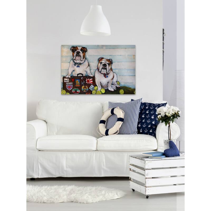 '2 Bulldogs One World' Painting Print on Wrapped Canvas - Multi-Color