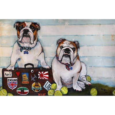 '2 Bulldogs One World' Painting Print on Wrapped Canvas - Multi-Color
