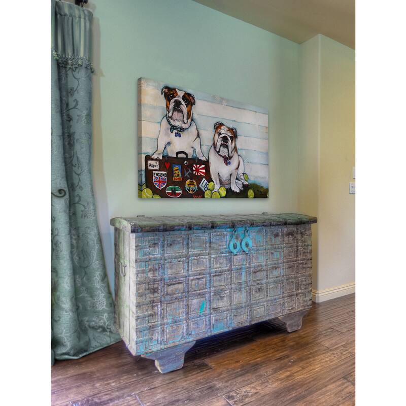 '2 Bulldogs One World' Painting Print on Wrapped Canvas - Multi-Color