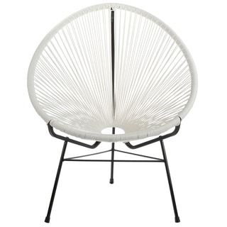 Handmade Acapulco Woven Basket Lounge Chair White